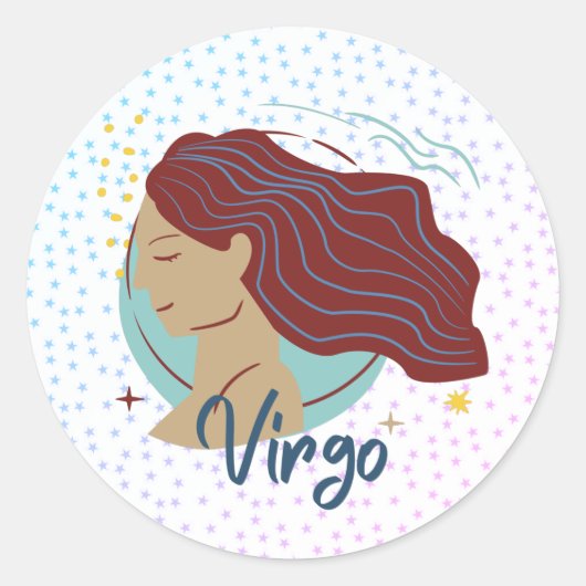 Modern Virgo Woman Zodiac Ronde Sticker (Voorkant)