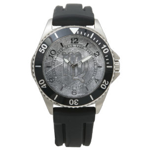 Modern Virgo Zodiac Sign Grunge Distress Dial Horloge