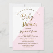 Modern Virtual Chic Baby shower Roze Baby Meisje Kaart (Voorkant)
