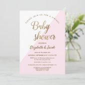 Modern Virtual Chic Baby shower Roze Baby Meisje Kaart (Staand voorkant)
