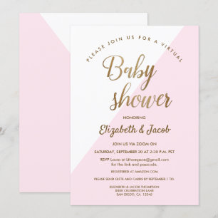 Modern Virtual Chic Baby shower Roze Baby Meisje Kaart