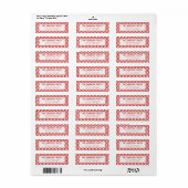 Modern visgraat Chevron rood wit patroon Etiket (Full Sheet)