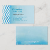 MODERN VISITEKAARTJE: chevron waterverf blauw Visitekaartje (Voorkant / Achterkant)
