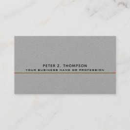 Modern visitekaartje met dunne rode lijn op grijs