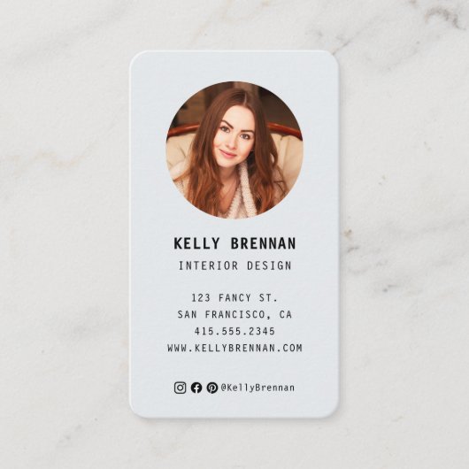 Modern Visitekaartje met foto en social media (Voorkant)