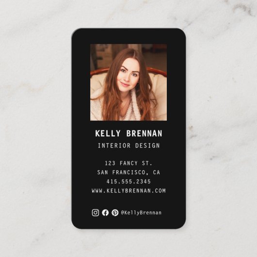 Modern Visitekaartje met foto en social media (Voorkant)