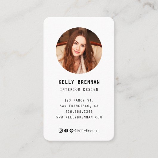 Modern Visitekaartje met foto en social media (Voorkant)