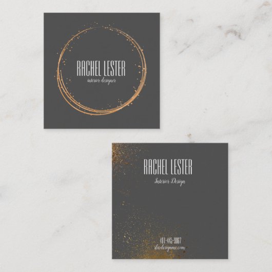 modern visitekaartje met houtskool en koper (Voorkant / Achterkant)