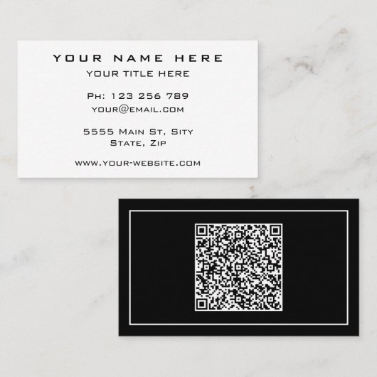 Modern Visitekaartje met QR-code - Uw kleuren (Voorkant / Achterkant)
