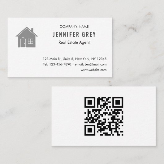 Modern Visitekaartje onroerend goed met QR-code (Voorkant / Achterkant)