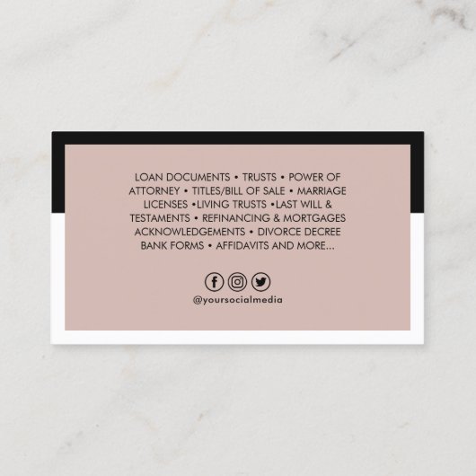 Modern Visitekaartje van de Notarisator van de Fot (Achterkant)