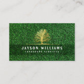 Modern Visitekaartje van grastextuur met goudboom (Voorkant)