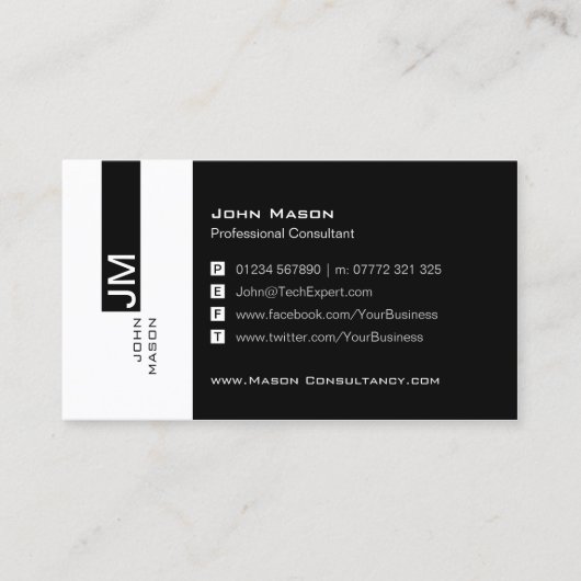 Modern Visitekaartje voor zwarte en witte sociale  (Voorkant)