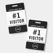 Modern Visitor Logo Company Black Badge (Voor- en achterkant)