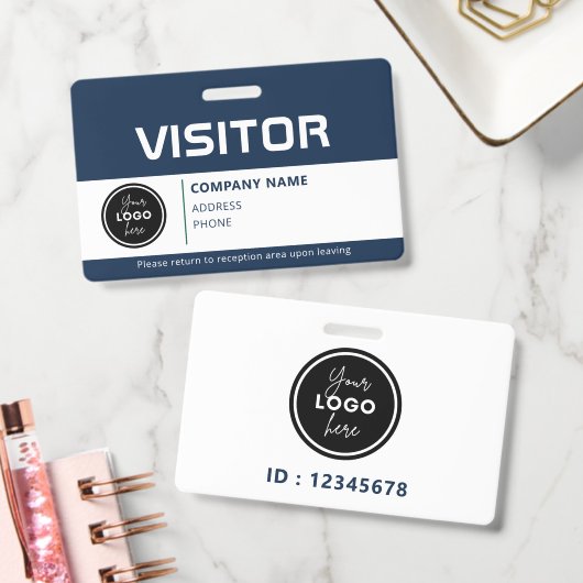 Modern Visitor Pass ID Badge Blue (Kantoor)