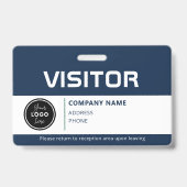 Modern Visitor Pass ID Badge Blue (Voorzijde)
