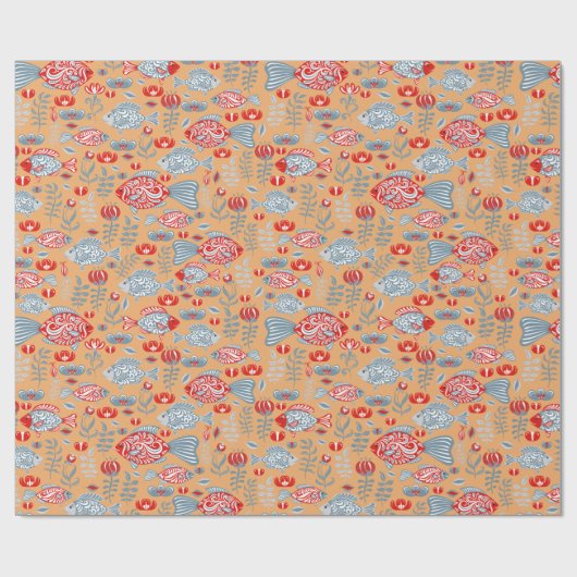 Modern vissenpatroon cadeaupapier (Vlak)