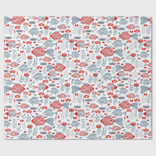 Modern vissenpatroon cadeaupapier (Vlak)