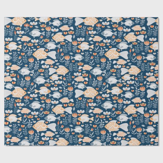 Modern vissenpatroon cadeaupapier (Vlak)