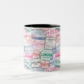 Modern visumstempel patroon tweekleurige koffiemok (Center)