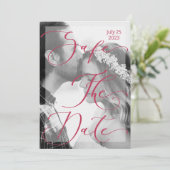 Modern viva magenta Foto Elegant Kaart (Staand voorkant)