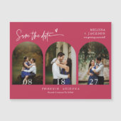 Modern Viva Magenta Save the Date Tri Arch Photo (Voorkant)