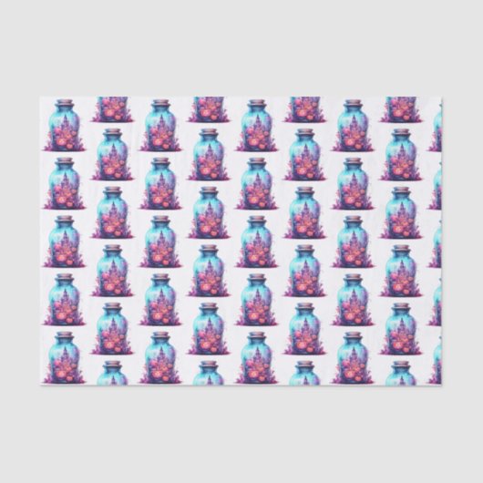 Modern Vivid pastel blauw en pastel roze Halloween Tissuepapier (Voorkant)