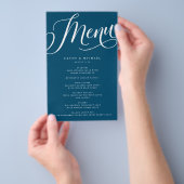 Modern Vlaams Manuscript, donkerblauw menu Papier (Hand)