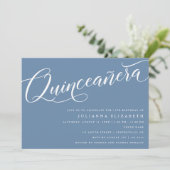 Modern Vlaams Manuscript, "Quinceanera", Dusty Blu Kaart (Staand voorkant)