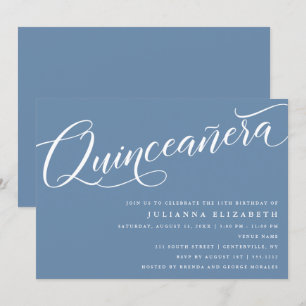 Modern Vlaams Manuscript, "Quinceanera", Dusty Blu Kaart