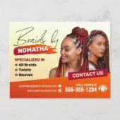 Modern Vlecht Salon Vlechtstylist Kapper Briefkaart (Voorkant)