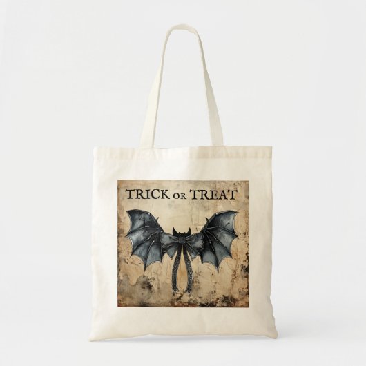 Modern  vleermuislint Oude papieren Trick or treat Tote Bag (Voorkant)