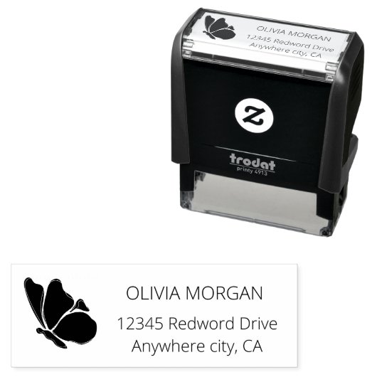 Modern vlinder retouradres  zelfinktende stempel (In situ)