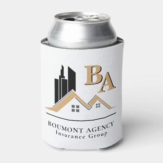 Modern Voeg je eigen Logo Professional Black Gold  Blikjeskoeler (Blikje Voorkant)