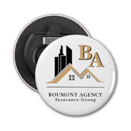 Modern Voeg je eigen Logo Professional Black Gold  Button Flesopener