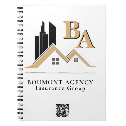 Modern Voeg je eigen Logo Professional Black Gold  Notitieboek (Voorkant)