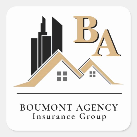 Modern Voeg je eigen Logo Professional Black Gold  Vierkante Sticker (Voorkant)