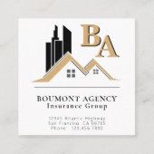 Modern Voeg je eigen Logo Professional Black Gold  Vierkante Visitekaartje (Voorkant)