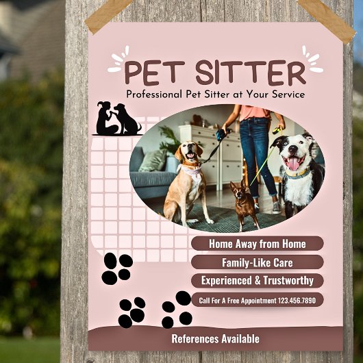 Modern Voeg je foto Pet Sitter Flyer toe