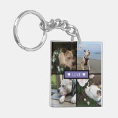 Modern Voeg je fotocollage Paarse toe Sleutelhanger (Voorkant Links)