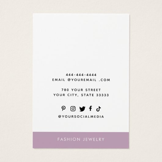 Modern Voeg je logo Ketting Earring Display kaart  (Achterkant)