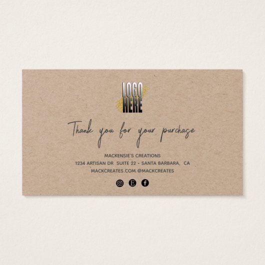 Modern Voeg je Logo Kraft Artwork Care Kaart toe (Achterkant)