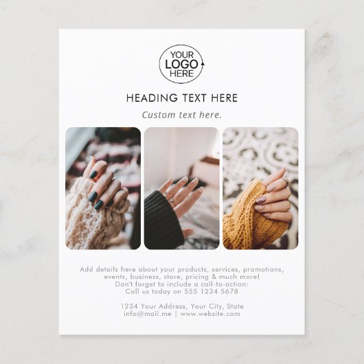 Modern Voeg je Logo typografie toe Fotogrid Wit Flyer (Voorkant)