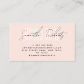 Modern voeg merk elegant blush roze toe visitekaartje (Achterkant)