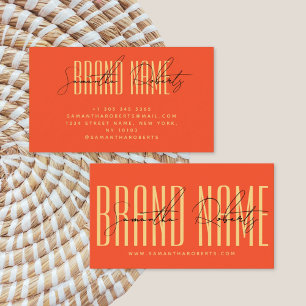 Modern voeg merknaam elegant sinaasappel toe visitekaartje
