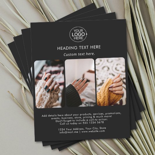 Modern Voeg uw Logo typografie Photo Grid Zwart Flyer