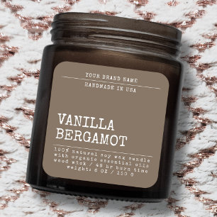 Modern voeg uw merk eenvoudige cosmetische kaars l vierkante sticker