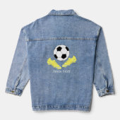 Modern Voetbal Cleats Ball Zwart Denim Jacket (Achterkant)