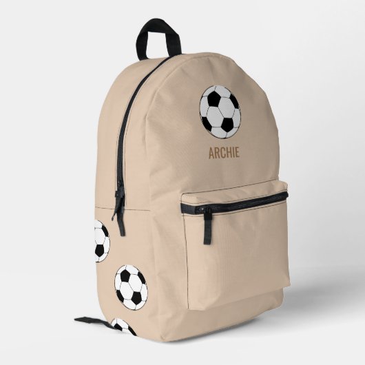 Modern Voetbal Football Gepersonaliseerd Beige Bedrukte Rugzak (Achterkant Hoek Links)