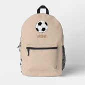 Modern Voetbal Football Gepersonaliseerd Beige Bedrukte Rugzak (Voorkant)
